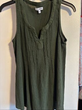 Sonoma Dark Olive Sleeveless Split-Neck Tunic